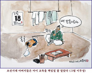 조선시대, 6~7살 이후는 아버지가 양육했다.