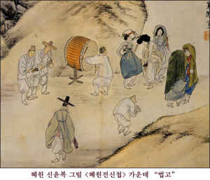 탁발하는 굿중패 그림 '법고'