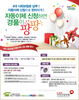 자동이체 신청 경품 행사(건강보험, 국민연금보험, 고용보험, 산재보험)
