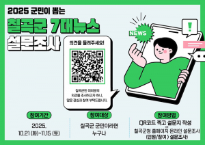 칠곡군,‘2025 군민이 뽑는 7대뉴스’설문조사 실시