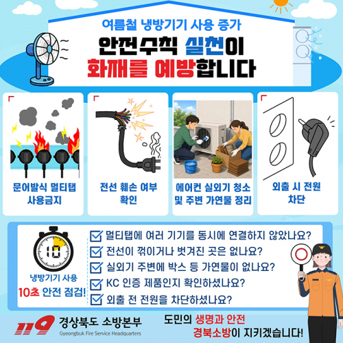 경북소방, 여름철 냉방기기 사용 시 화재 주의 당부